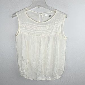 Max Studio Cream Sleeveless Lace Trim Top F2 G46